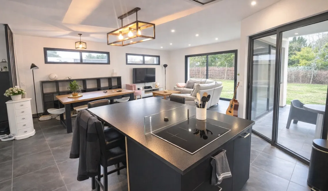 Bénesse limite Capbreton - Splendide plain-pied de 2023 de 116 m² habitable, 3 chambres dont une suite parentale, pièce de vie de 54 m², 2 garages sur 700 m² environ de terrain