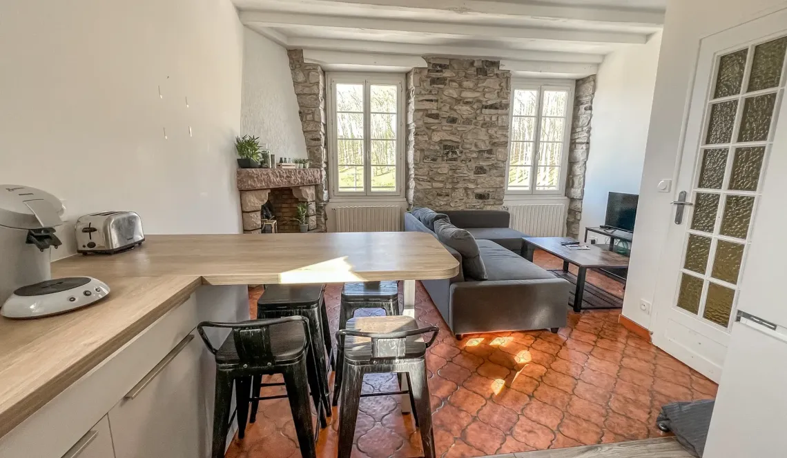 Bayonne au dernier étage dans petite copropriété - Type 3 de 53 m² habitable entièrement rénové en 2021, pièce de vie lumineuse de 20 m² avec sa cuisine