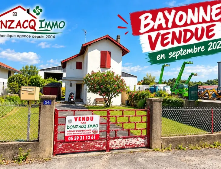 Rare sur Bayonne - Dans la zone St Frédéric, charmante maison des années 30 de 75 m² H sur 2 niveaux, double séjour, 2 chambres sur parcelle de 261 m² + garage.