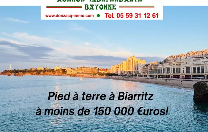 RARE et à deux pas du centre ville de Biarritz - Dans toute petite copropriété, joli studio plein sud de 17 m² vendu meublé et en parfait état + balcon. 