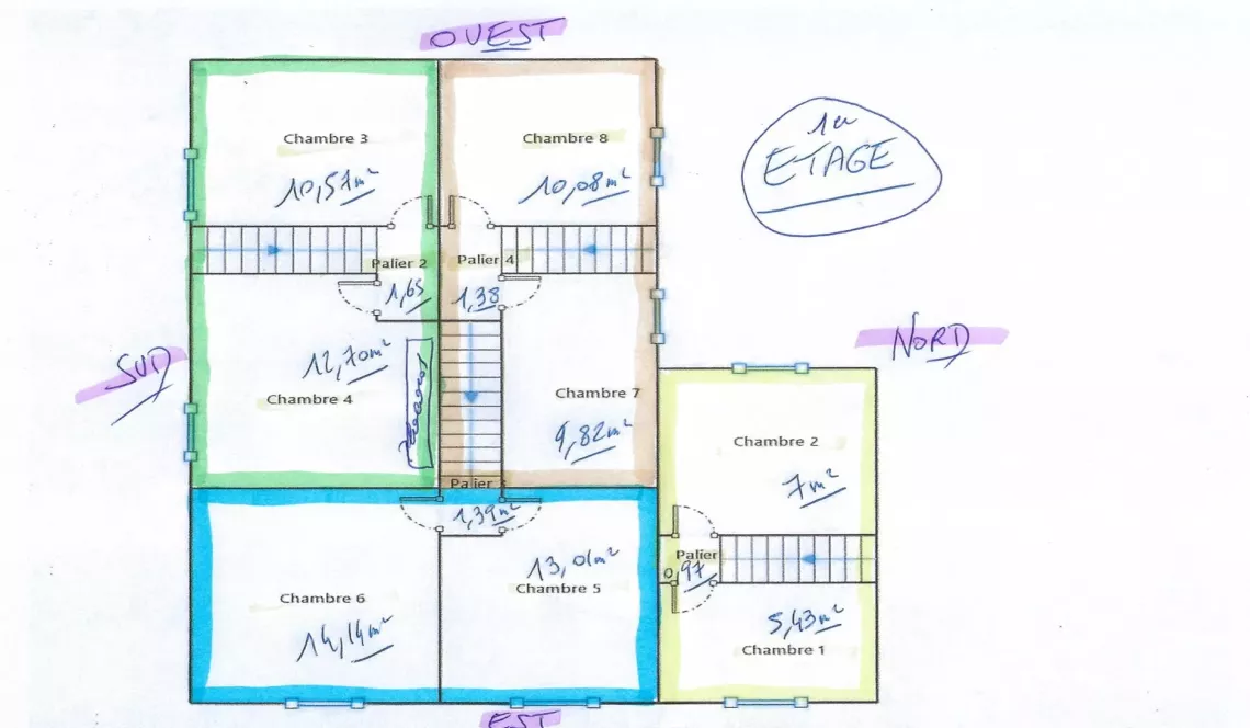 Boucau central - Dans maison ancienne, 3 appartements en duplex loués pour 1976 €/mois + 1 libre pour en tout 225 m² habitable + petits extérieurs