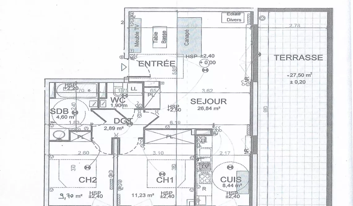 Bayonne au calme - Dans résidence de 2014, type 3 de 65 m² habitable agréable et lumineux avec terrasse de 27 m² + cave + parking en sous-sol