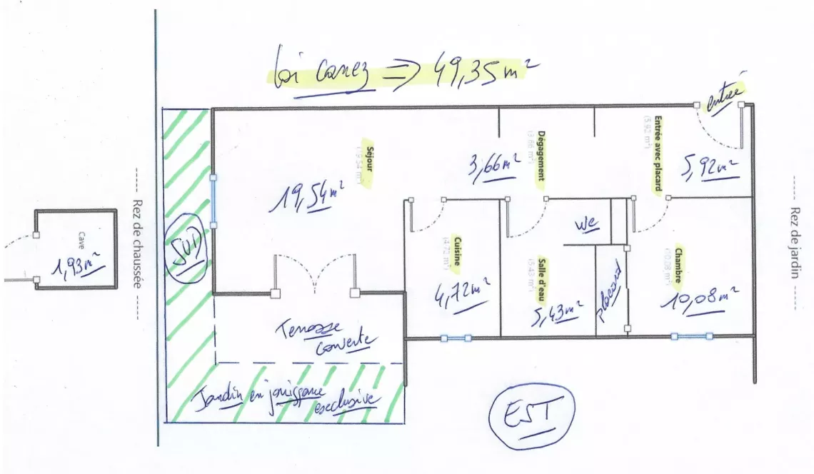 St Jean de Luz Chantaco/Urdazuri - Joli type 2 de 50 m² en rez de chaussée avec terrasse couverte et jardin en jouissance exclusive + parking extérieur + cave