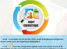 Les biens à partir du E, l’Audit Energétique devient obligatoire à partir du 1er janvier 2025!